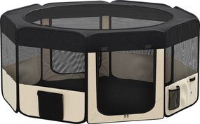 Parque Dobrável para Cães e Gatos Cercado Portátil para Animais Pequenos em Tecido Oxford Impermeável com 2 Portas Ø90x41 cm Preto