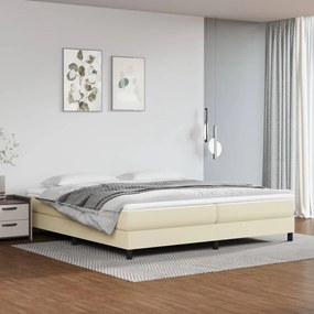 vidaXL Estrutura de cama com molas 200x200 cm couro artificial cor creme