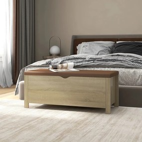 326771 vidaXL Caixa arrumação c/ almofadão contraplacado 105x40x45 cm sonoma