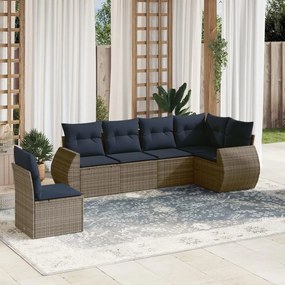 vidaXL 6 pcs conjunto sofás p/ jardim c/ almofadões vime PE cinzento