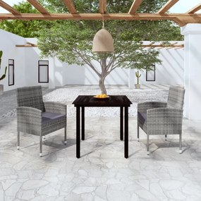 vidaXL 3 pcs conjunto de jantar para jardim antracite