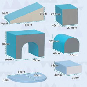 Conjunto de 7 peças: Módulo de motricidade para bebés - Percurso de motricidade em espuma EPE para crianças em idade pré-escolar, multicolorido