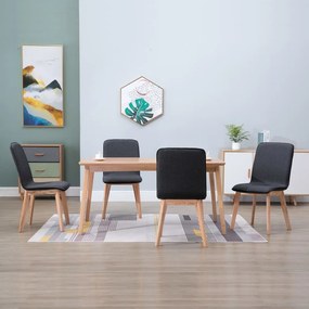 vidaXL Cadeiras de jantar 4 pcs carvalho maciço e tecido cinzento