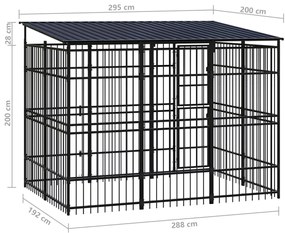 Canil de exterior com telhado 5,53 m² aço