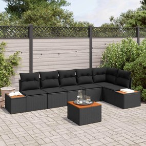 vidaXL Conjunto de Sofá de Jardim com almofada 6 pcs Preto Polirattan