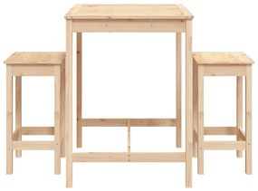 3 pcs conjunto de bar para jardim madeira de pinho maciça