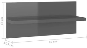 Estantes de parede 4 pcs 40x11,5x18 cm cinzento brilhante