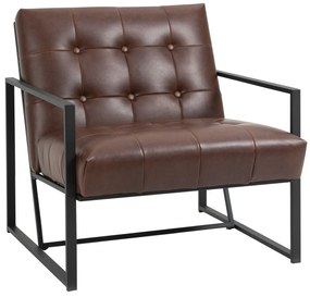 HOMCOM Poltrona de Sala Chesterfield Poltrona Relax Assento Encosto capitonê Estrutura metal Preto revestimento sintético Marrom | Aosom Portugal