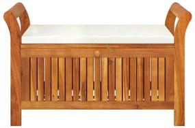 Banco de arrumação p/ jardim c/ almofadão 91 cm acácia maciça