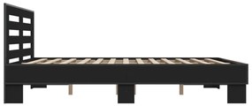 Estrutura de cama 150x200 cm derivados de madeira/metal preto