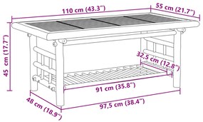 Mesa de centro 110x55x45 cm bambu