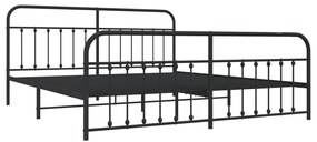 Estrutura de cama com cabeceira e pés 193x203 cm metal preto