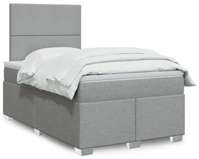 Cama boxspring com colchão 120x190 cm tecido cinzento-claro