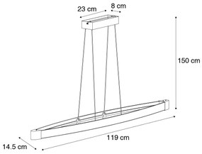 Candeeiro de suspensão moderno preto c/ LED regulável 3 níveis - Dasha Moderno