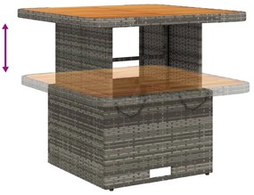 5 pcs conjunto de jantar p/ jardim c/ almofadões vime PE cinza