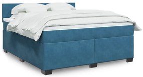 vidaXL Cama com molas/colchão 180x200 cm veludo azul