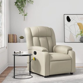 vidaXL Poltrona de massagens reclinável couro artificial cor creme