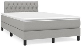vidaXL Cama boxspring com colchão 120x190 cm tecido cinzento-claro