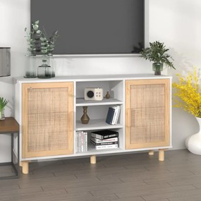 Aparador 105x30x60 cm madeira pinho maciça/vime natural branco