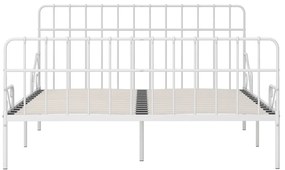 Estrutura de cama com estrado de ripas 200x200 cm metal branco