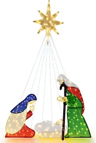 Presépio de Jesus iluminado com 240 luzes LED e 6 modos de iluminação para interior e exterior, com 1,8 m