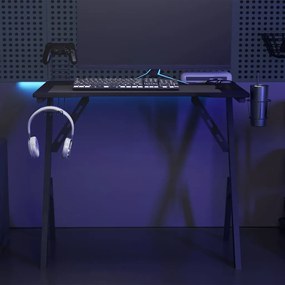 Secretária de gaming c/ pernas em forma de Y 90x60x75 cm preto