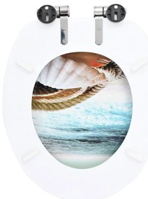 Assento de sanita com tampa de fecho suave MDF design conchas