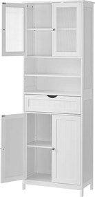 Armário de casa de banho com prateleiras ajustáveis 30 x 60 x 170 cm Branco