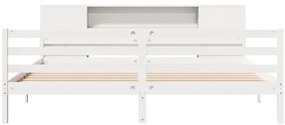 Cama com estante sem colchão 180x200 cm pinho maciço branco