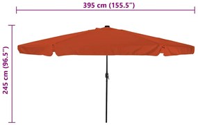 Guarda-Sol com Luzes LED ø395x245 cm Terracota