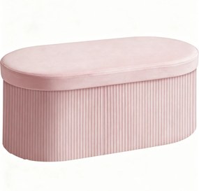 HOMCOM Puff de Arrumação Banco de Arrumação Dobrável 72 L 76x38x35 cm Estofado em Veludo Baú de Armazenamento Rosa | Aosom Portugal