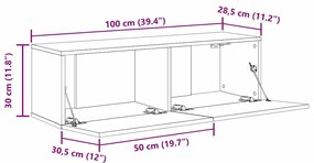 Armários de TV 2 pcs Carvalho Preto 100x30x30 cm Madeira engenheirada
