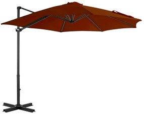 vidaXL Guarda-sol jardim cantilever c/ poste alumínio 300cm terracotta