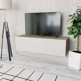 Móvel TV em aglomerado 120x40x34 cm branco brilhante/carvalho