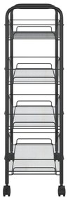 Carrinho de cozinha com 4 prateleiras ferro 46x26x85 cm preto