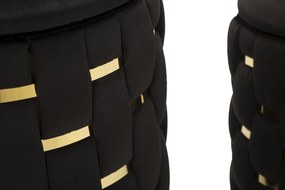 PUFE COM ARMAZENAMENTO SHANTY CONJUNTO 2 PEÇAS Ø 37X42-28X35 CM PRETO E DOURADO