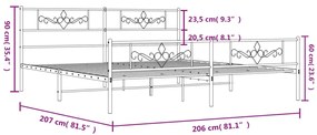 Estrutura de cama com cabeceira e pés 200x200 cm metal branco