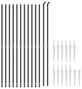 Cerca de arame com estacas de fixação 2,2x25 m antracite