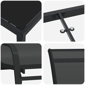 Conjunto de Jantar de 3 Peças vidaXL Preto Textilene e Aço