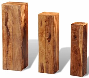 Suportes para plantas 3 pcs madeira de acácia maciça castanho