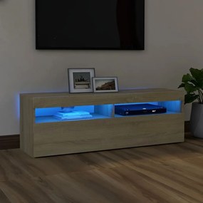 vidaXL Móvel de TV com luzes LED 120x35x40 cm carvalho sonoma