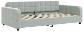 Sofá-cama c/ gavetão e colchões 100x200cm veludo cinzento-claro