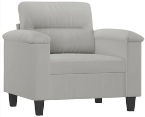 4 pcs conjunto sofás c/ almofadas tecido microfibra cinza-claro