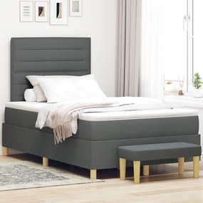 Cama com Molas com Colchão e Banco Cinza Escuro 120x190 cm Tecido