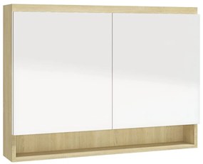 Armário espelhado p/ casa banho 80x15x60 cm MDF branco/carvalho