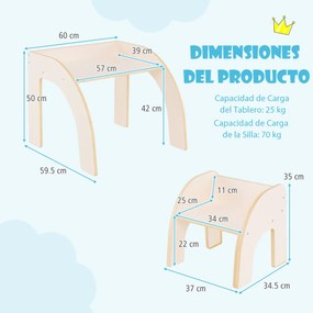 Conjunto de mesa e cadeira para crianças Mesa de actividades para crianças com tampo de trabalho grande Branca