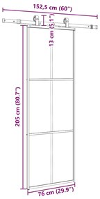 Porta deslizante c/ conj. ferragens 76x205cm vidro ESG preto