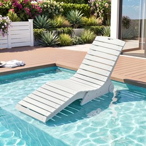 Conjunto de 2 Espreguiçadeiras para Piscina, 163 x 55 x 64 cm, Design Ergonómico em S, Branco