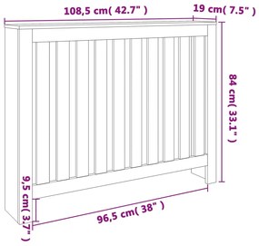 Cobertura de radiador 108,5x19x84 cm pinho maciço castanho cera