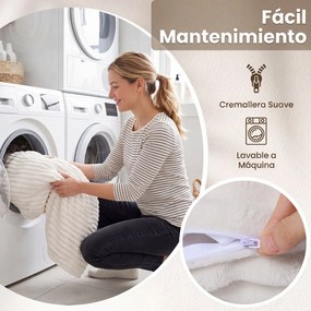 Pufe-Cama Convertível 2 em 1, 194 x 139 x 19 cm, Capa Removível Lavável, Bege